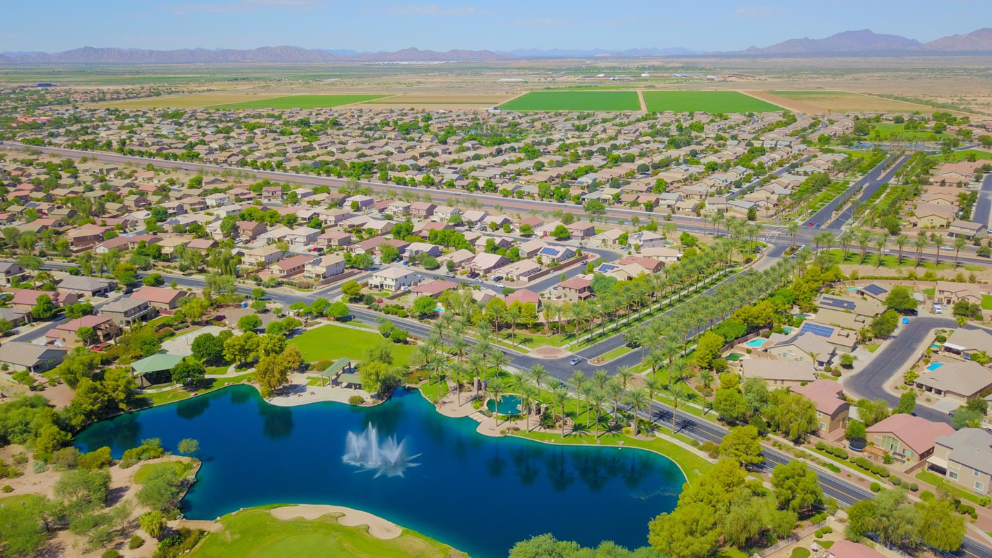 Maricopa Arizona suburban neighborhood surrounded by Sonoran Desert