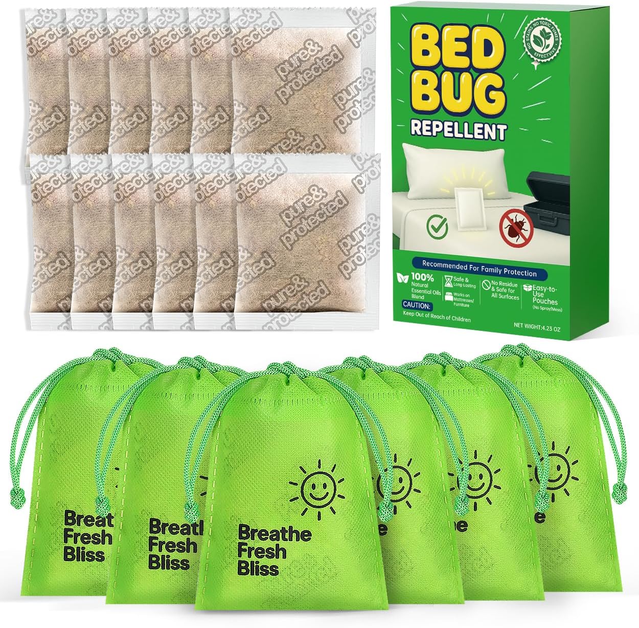 Bed Bug Repellent Pouches — 12-Pack Natural Essential Oil